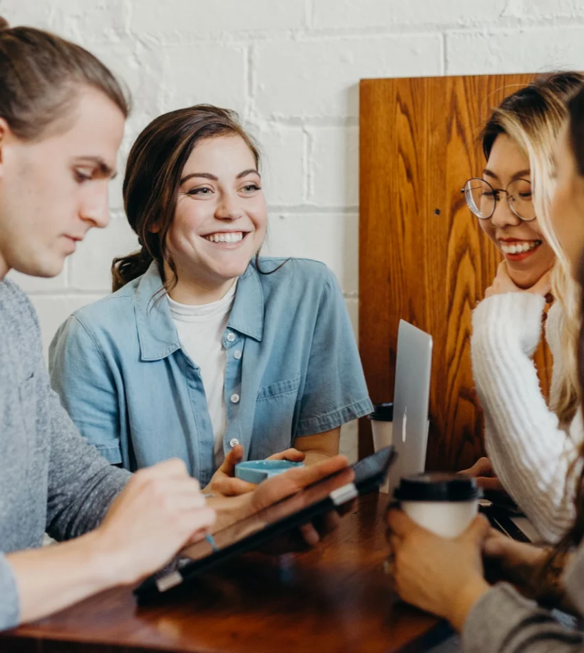 A small group talking together